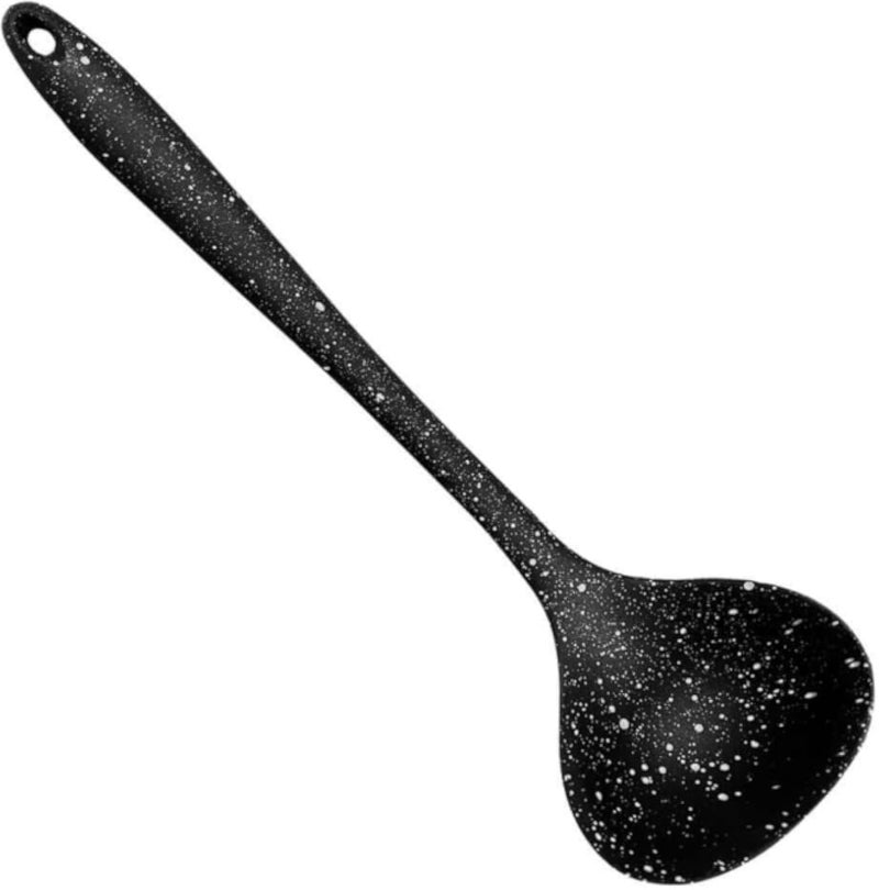 مغرفة شوربة سيليكون بنقشة جرانيت - مغرفة مطبخ مقاومة للحرارة لتقديم الشوربة واليخنات والصلصات والمرق - ملعقة طهي آمنة غير لاصقة بمقبض مريح